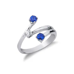 Anello in oro bianco 18k trilogy in Diamante e Zaffiri Blu