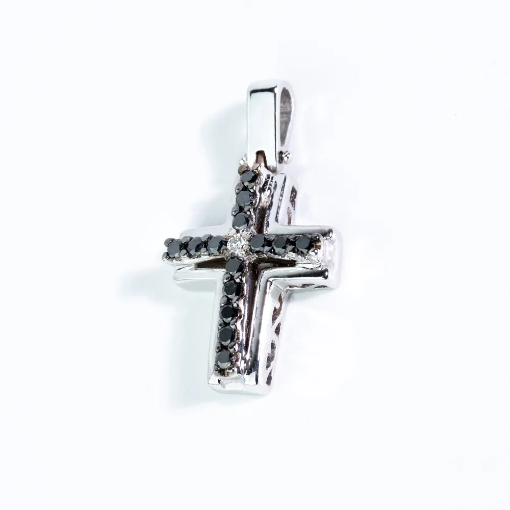 Ciondolo Croce Clesi in Oro Bianco con Diamanti – 7915