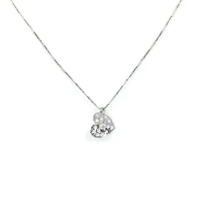 Collana in oro bianco con cuore traforato e zircone