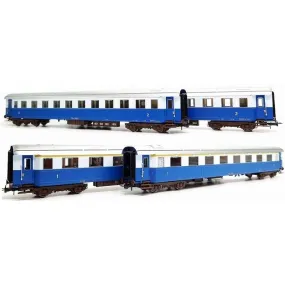 RIVAROSSI HR4324 SET QUATTRO CARROZZE TRENO AZZURRO, LIVREA BLU/CELESTE EP. III