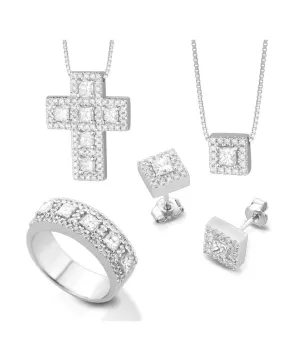Set Gioielli in Oro Bianco e Diamanti Princess