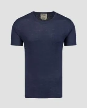 T-shirt blu scuro in lino da uomo MC2 Saint Barth