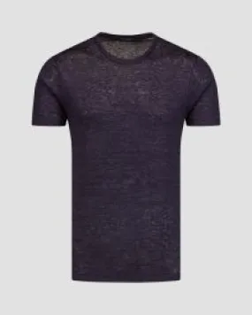T-shirt blu scuro in lino da uomo Paul&Shark